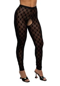 Playboy Burnout Bunny Footless Tights - Black/White