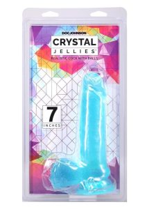 Crystal Jellies Realistic Dildo with Balls 7in - Teal