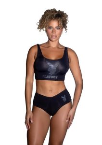 Playboy Bling Bunny Lounge Set (2 Piece) - Small/Medium - Black/Silver