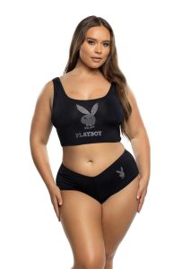 Playboy Bling Bunny Lounge Set (2 Piece) - 1XLarge/2XLarge - Black/Silver
