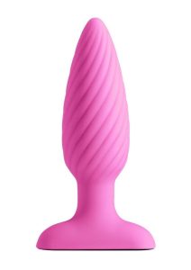 INYA Swirl Rechargeable Silicone Ribbed Anal Plug - Pink