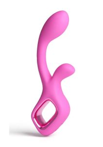 Pretty in Pink Velvet Rechargeable Silicone G-Spot Rabbit Vibrator - Pink