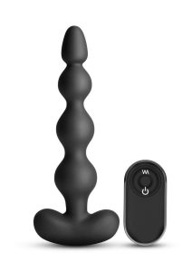 Renegade Reign Rechargeable Silicone Vibrating Anal Beads with Remote - Black