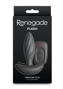 Renegade Flash Rechargeable Silicone Vibrating Anal Plug with Remote - Black