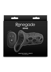 Renegade Edge Rechargeable Silicone Vibrating Penis Sleeve with Remote - Black