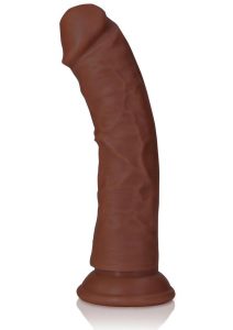 RealRock Realistic Skin Curved Dildo 6in - Chocolate