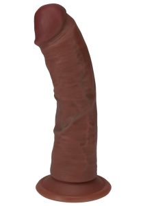 RealRock Ultra Realistic Skin Vibrating Rechargeable Curved Dildo 6in - Chocolate
