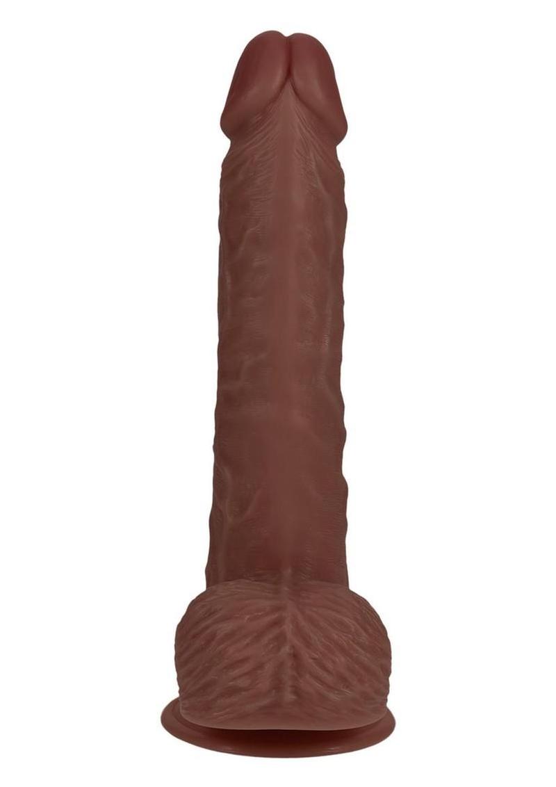 RealRock Ultra Realistic Skin Vibrating Rechargeable Straight Dildo with Balls 7in - Chocolate - Image 3