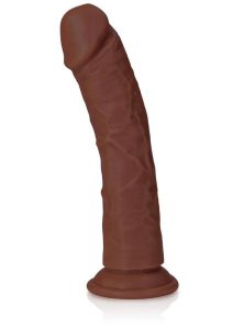 RealRock Realistic Skin Curved Dildo 8in - Chocolate