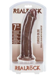 RealRock Realistic Skin Curved Dildo 7in - Chocolate