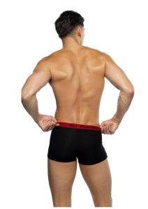 Playboy Men`s Tuxedo Modal Boxer Briefs - Small - Black/Red
