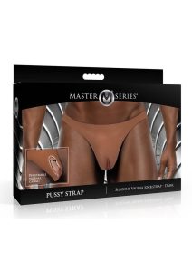Master Series Pussy Strap Silicone Vagina Jockstrap - Chocolate
