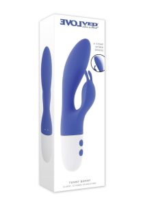 Funny Bunny Rechargeable Silicone Rabbit Vibrator - Blue