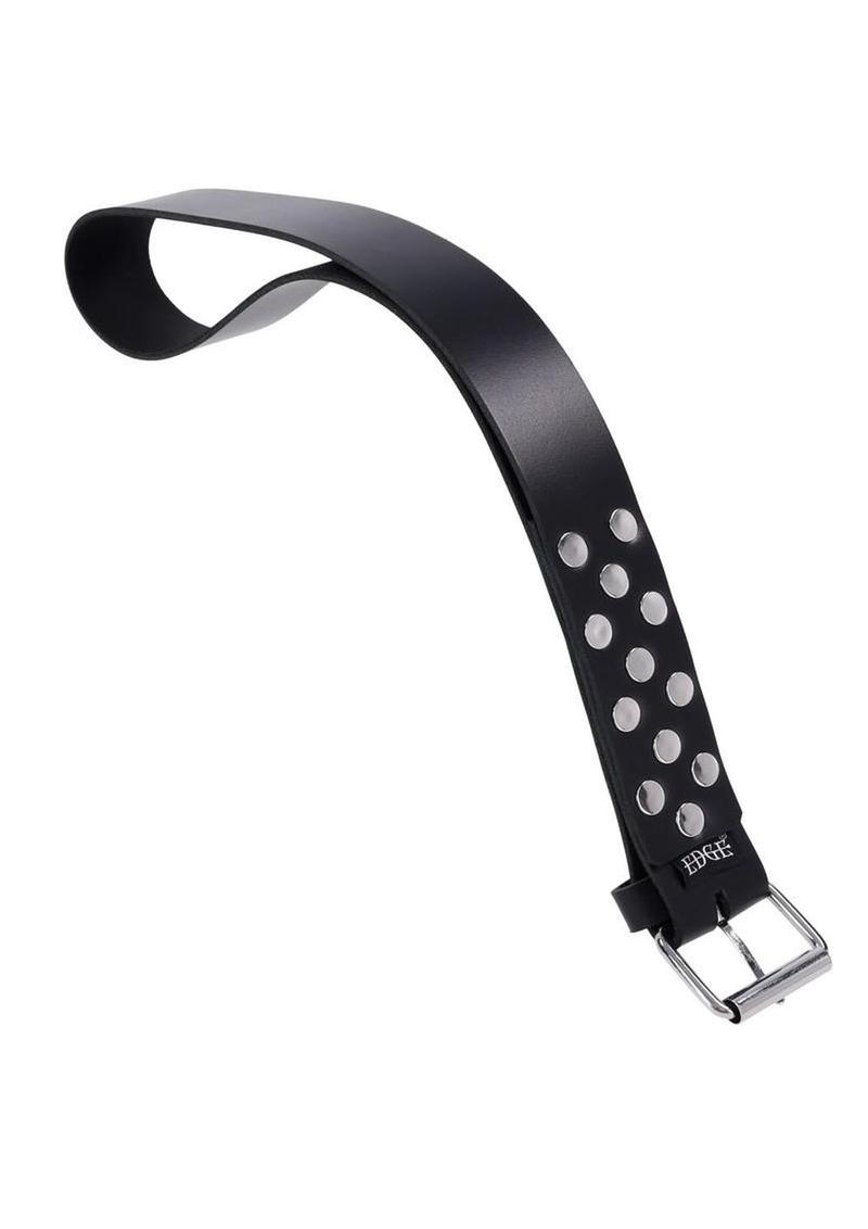 Edge Leather Belt Spanker - Black/Silver - Image 3