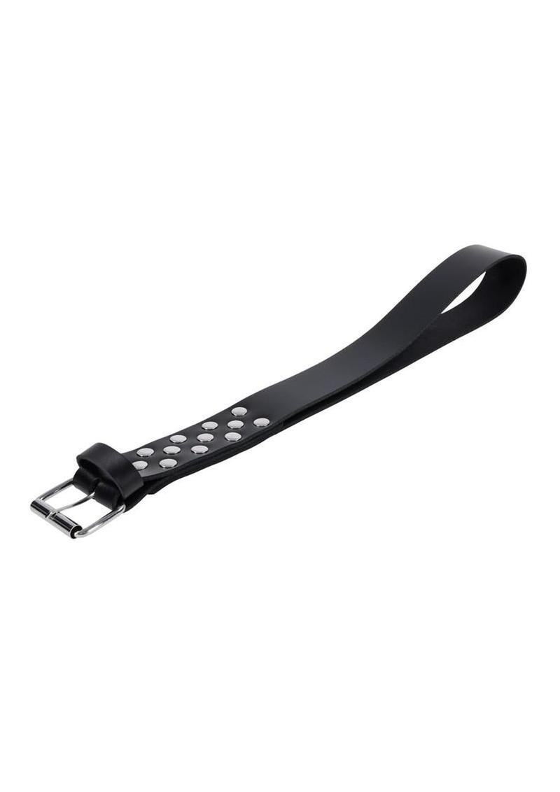 Edge Leather Belt Spanker - Black/Silver - Image 4