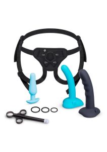 B-Vibe Strap-It-On Anal Silicone Training Kit - Black/Teal