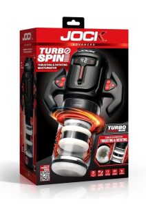 Jock Turbo Spin Thrusting and Rotating Rechargeable Masturbator - Black/Clear