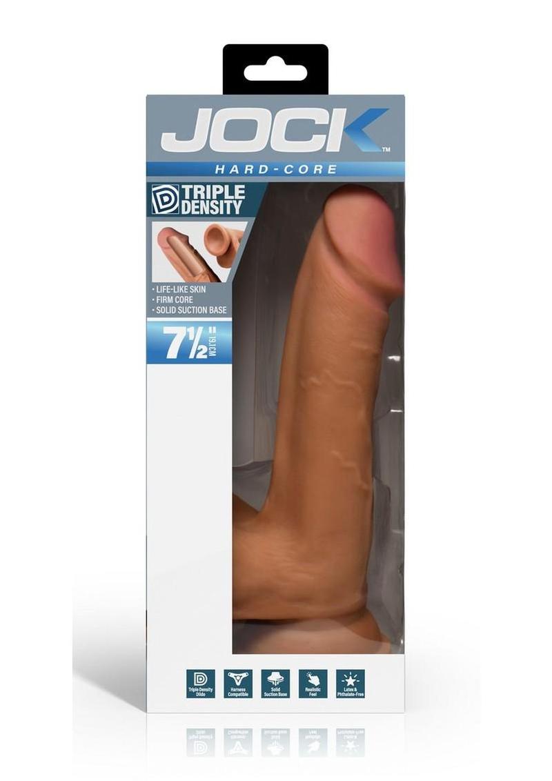 Jock Hard Core Triple Density Dildo with Balls 7.5in - Caramel