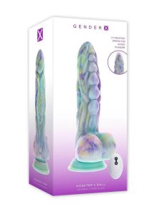 Gender X Monster`s Ball Rechargeable Silicone Thrusting Vibrating Dildo with Remote - Multicolor