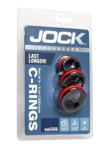 Jock Enhancers 2-in-1 Silicone Cock Ring Set of 3 - Black/Red