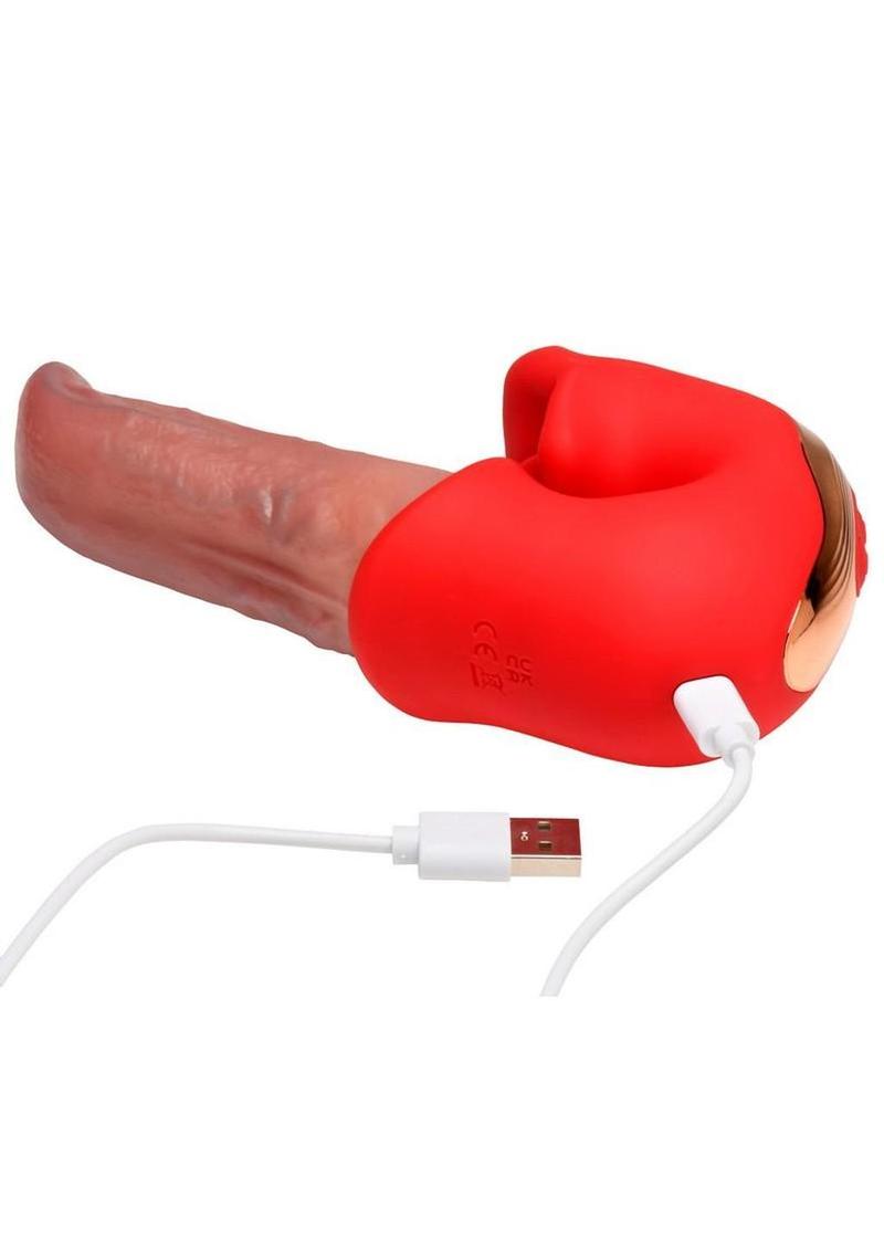 Lickgasm Lusty Licker Rechargeable Silicone Kissing and Licking Tongue Vibrator - Red/Pink - Image 4