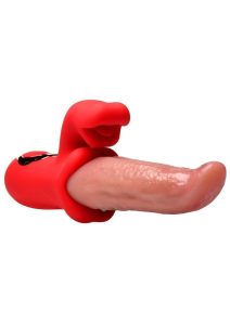 Lickgasm Deep Licker Rechargeable Silicone Vibrator with Clitoral Stimulator - Red/Pink