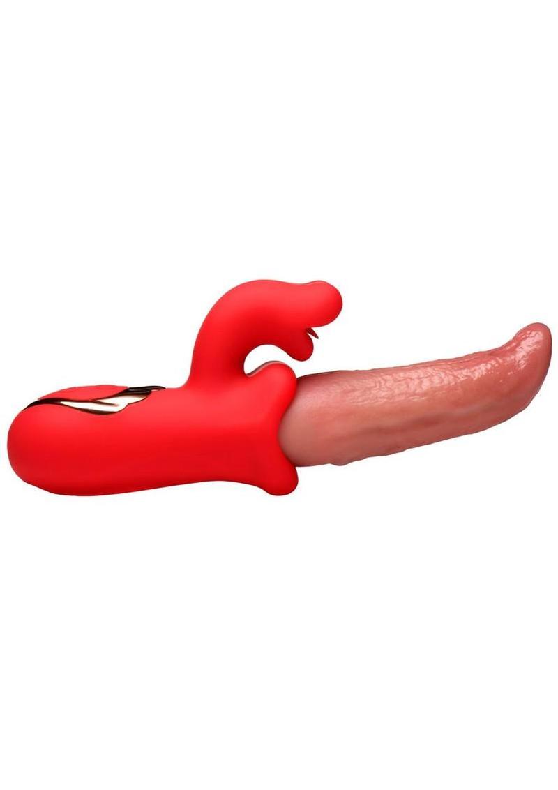 Lickgasm Deep Licker Rechargeable Silicone Vibrator with Clitoral Stimulator - Red/Pink - Image 3