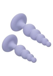 First Time Crystal Beaded Duo Silicone Anal Probe Set (2 Piece) - Purple