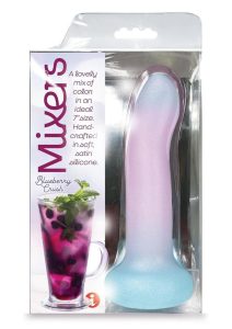Mixers Blueberry Crush Silicone G-Spot Dildo with Suction Cup 8in  - Blue/Lavender