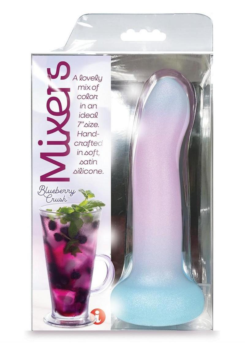 Mixers Blueberry Crush Silicone G-Spot Dildo with Suction Cup 8in - Blue/Lavender