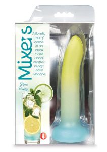 Mixers Lime Rickey Silicone G-Spot Dildo with Suction Cup 8in  - Yellow/Teal