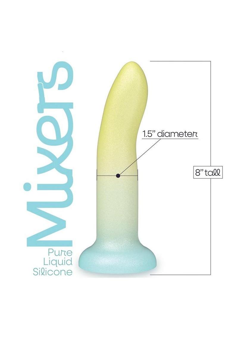 Mixers Lime Rickey Silicone G-Spot Dildo with Suction Cup 8in - Yellow/Teal