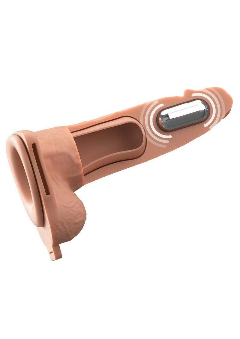 Fantasy X-Tensions Elite Vibrating Rechargeable Silicone Dual Density Hollow Strap-On 6in - Vanilla - Image 3