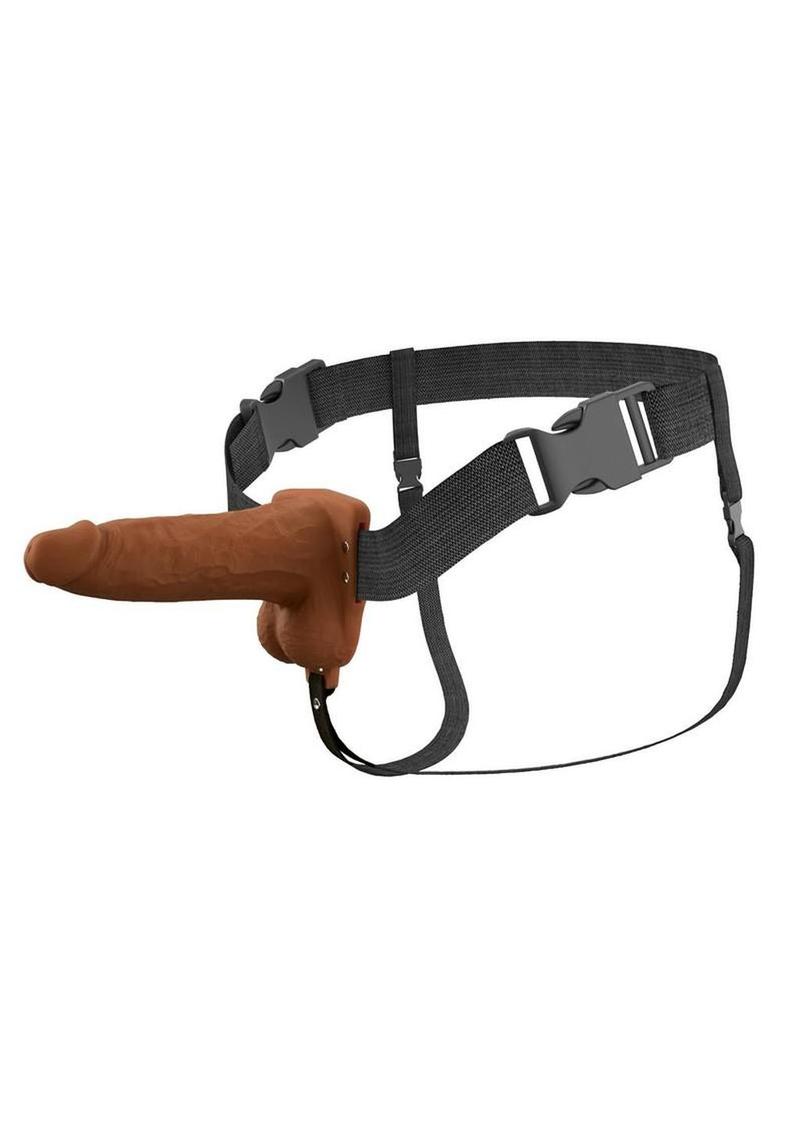 Fantasy X-Tensions Elite Vibrating Rechargeable Silicone Dual Density Hollow Strap-On 6in - Caramel