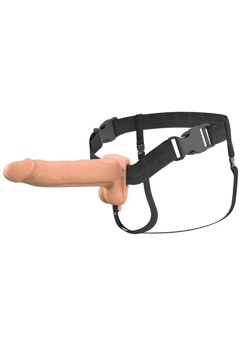 Fantasy X-Tensions Elite Vibrating Rechargeable Silicone Dual Density Hollow Strap-On 8in - Vanilla