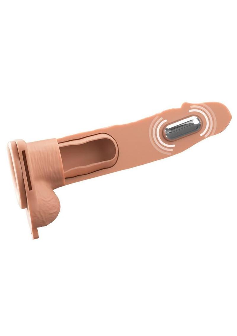 Fantasy X-Tensions Elite Vibrating Rechargeable Silicone Dual Density Hollow Strap-On 8in - Vanilla - Image 3