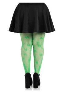 Leg Avenue Clover Net Tights - 1X/2X - Green