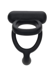 Closer Intimate Rechargeable Silicone Dual Cock Ring Caress - Black