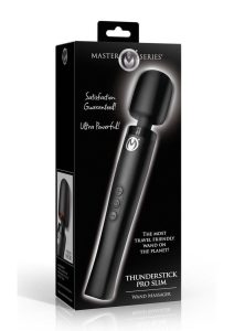 Master Series Thunderstick Pro Slim Rechargeable Wand Massager - Black