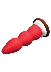 Simply Sweet Strawberry Sweet Cream Premium Silicone Dildo 7.8in - Red/White