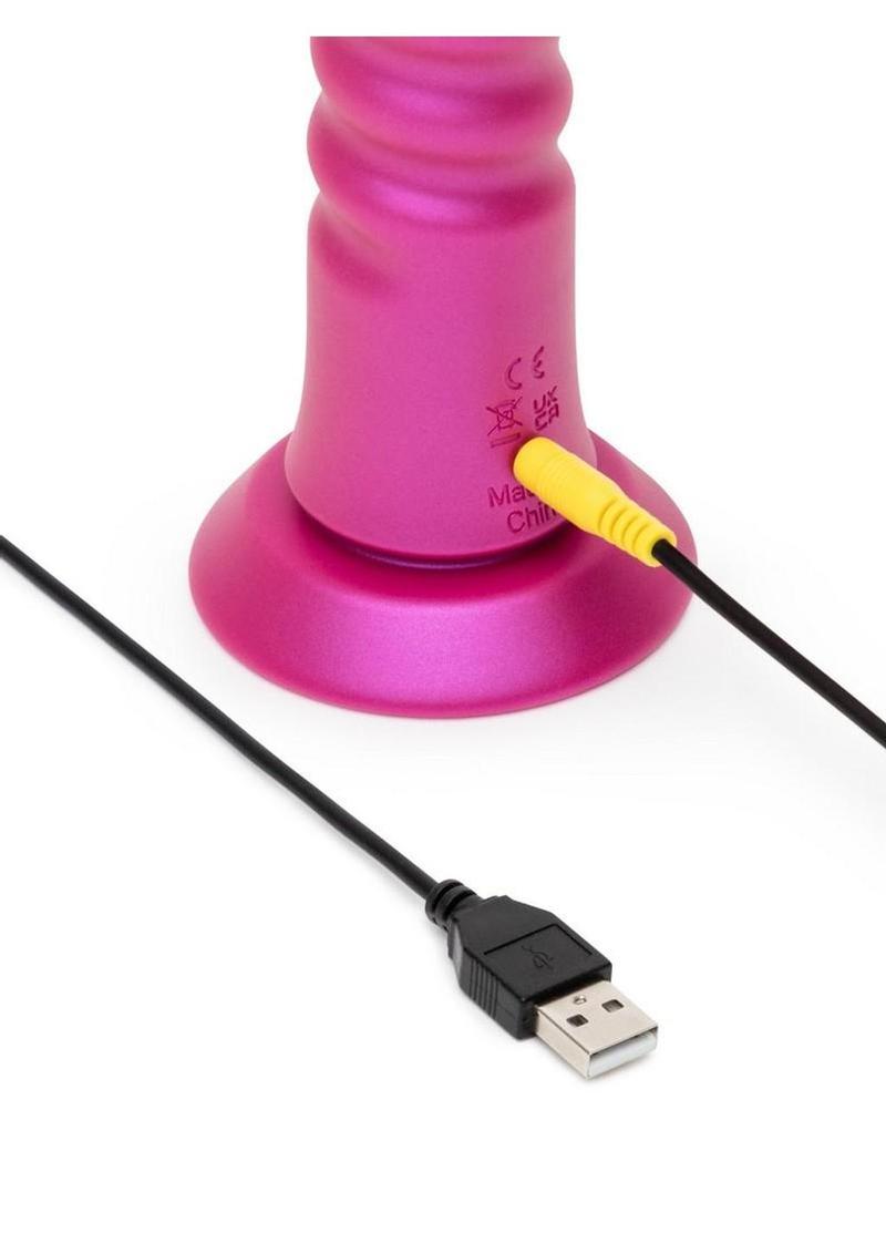 Romp Jiggle Rechargeable Silicone Thrusting Vibrating Dildo with Suction Cup - Pink - Image 4