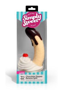 Simply Sweet Chocolate Dipped Banana Split Premium Silicone Dildo 7.4in - Multicolor