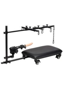 Master Series Hog Tie Restraint Rack with Sex Machine - Black