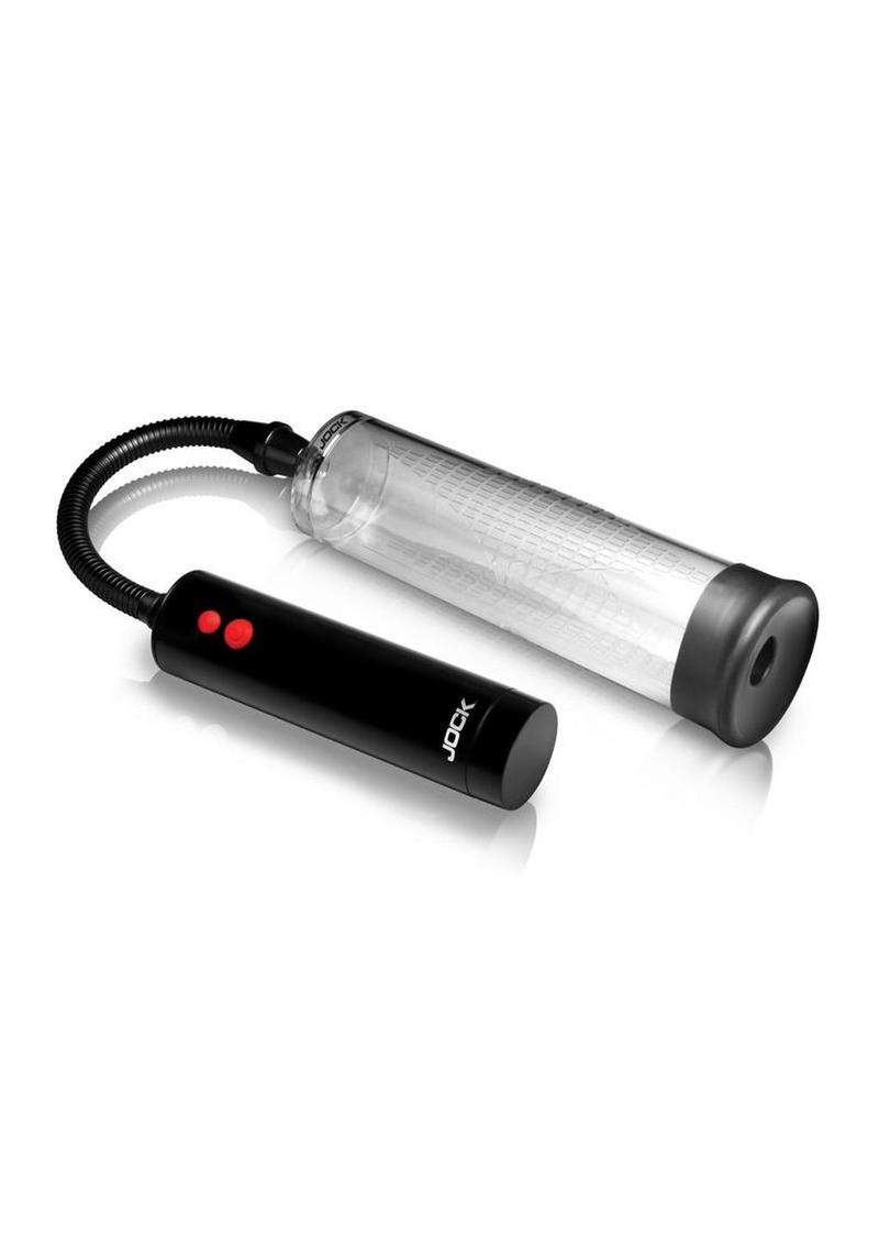 Jock Power Up Rechargeable Automatic Penis Pump - Black/Clear - Image 3