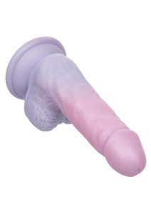 First Time Liquid Silicone Dong with Suction Cup 5.75in - Multicolor