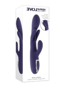 Bow Down Rechargeable Silicone Vibrator with Clitoral Stimulator - Purple