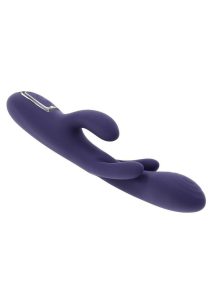 Bow Down Rechargeable Silicone Vibrator with Clitoral Stimulator - Purple