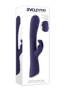 Poppin Good Time Rechargeable Silicone Rabbit Vibrator - Purple