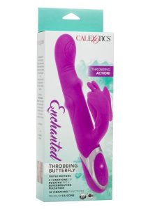 Enchanted Throbbing Butterfly Rechargeable Silicone Vibrator - Purple