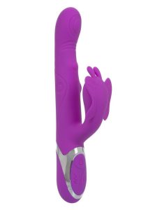 Enchanted Throbbing Butterfly Rechargeable Silicone Vibrator - Purple